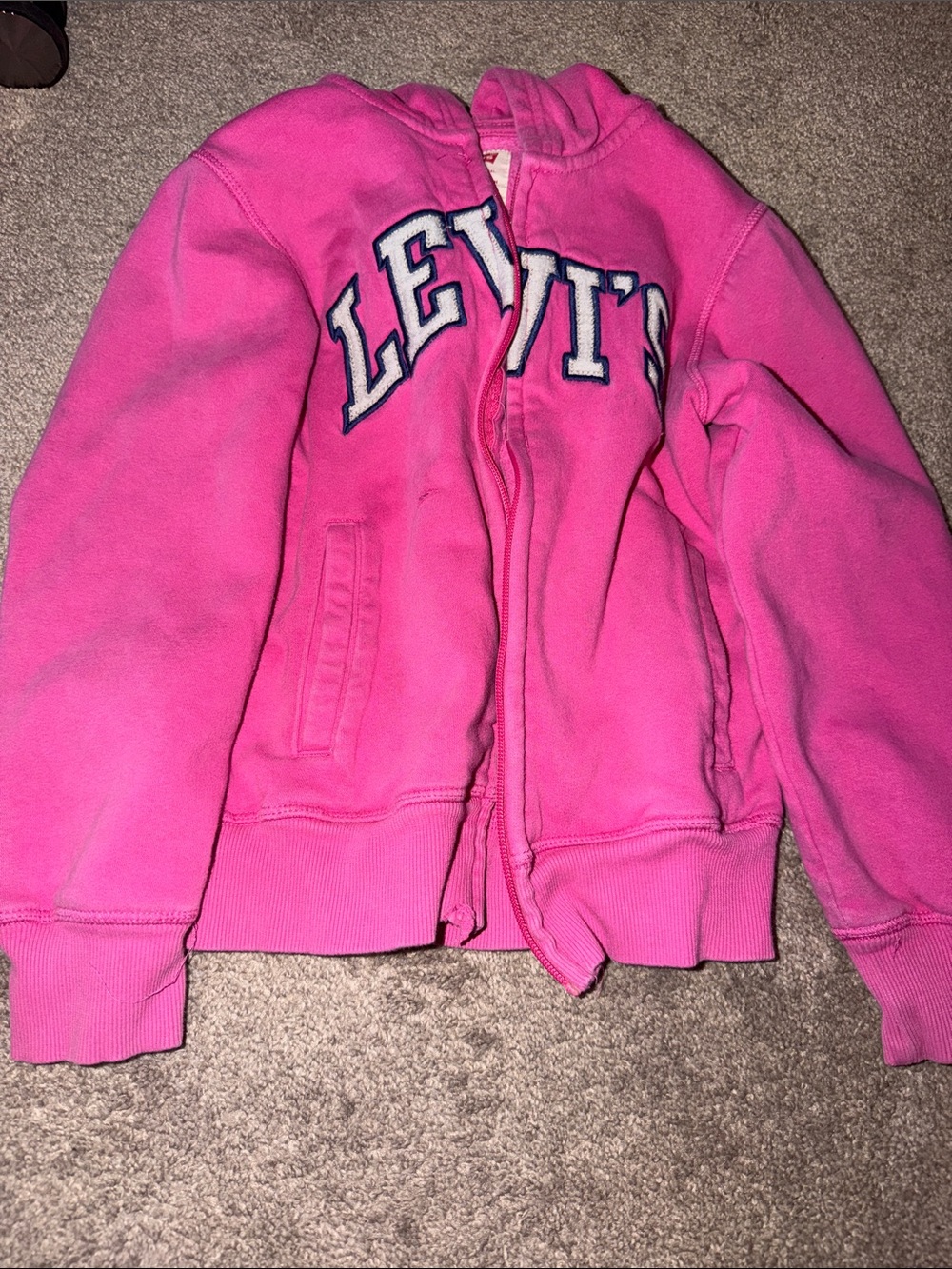Levi's Bright Pink Girls Zip Hoodie with Logo